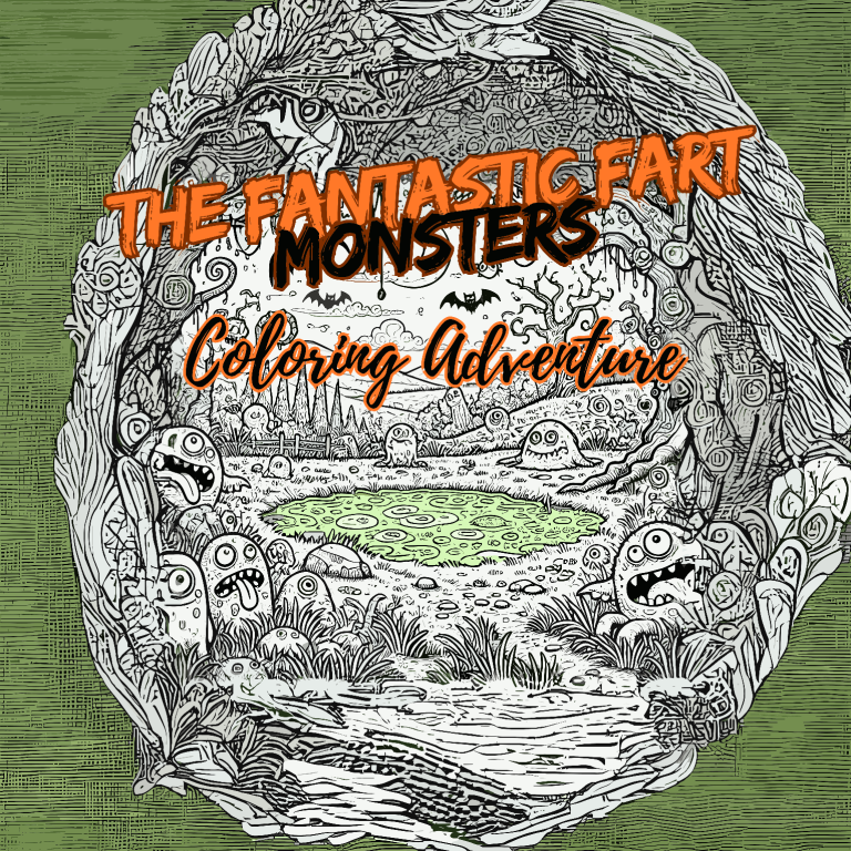 Illustration of whimsical monsters around a colorful scene titled "The Fantastic Fart Monsters."