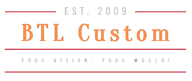 Logo for BTL Custom, established in 2009, featuring a modern design and bold typography.