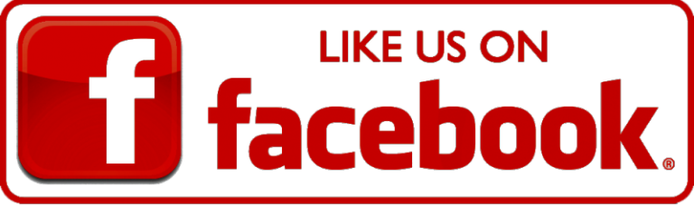 Facebook "Like Us" button in red and white with a thumbs-up icon.