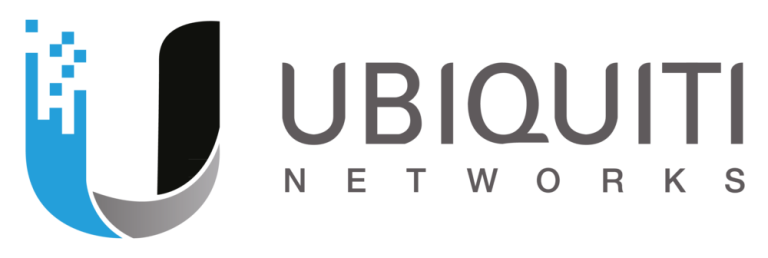 Logo of Ubiquiti Networks featuring stylized blue and grey elements.